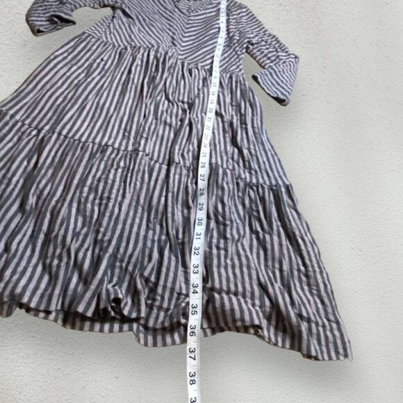 Matilda Jane Modal Spandex Gray Striped 3/4 Sleeve Midi Dress Size M - Picture 2 of 5